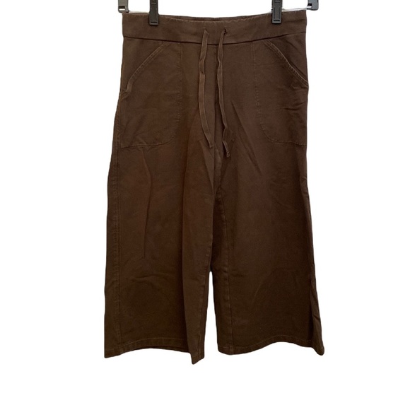 Ann Taylor LOFT Brown Cotton Stretch Drawstring Capri Pants XS - Picture 2 of 9